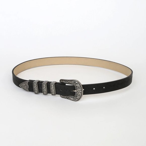 Wild Blooms Black Floral Embossed Belt - Picture 3 of 4